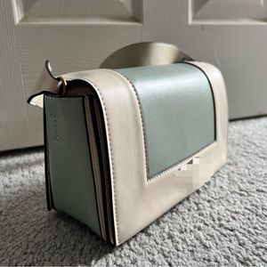 Medium Frame Shoulder Bag - Blue & Crème, Shiny Smooth Calfskin